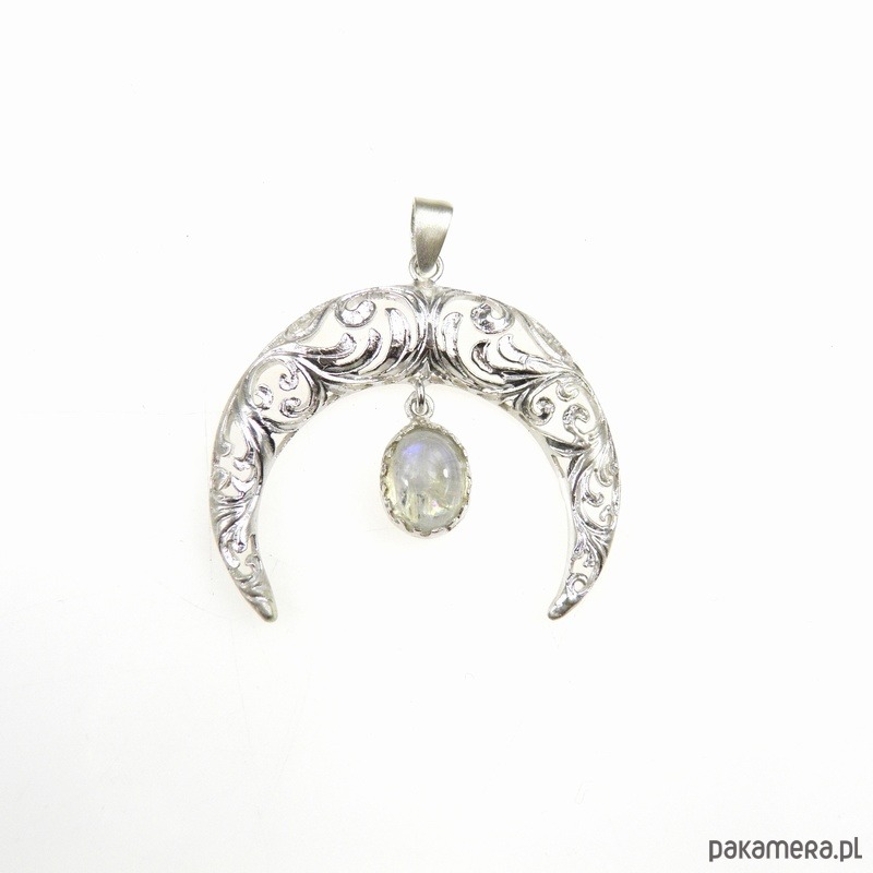 wisiory Lunula  z kamieniem księżycowym - zawieszka 2