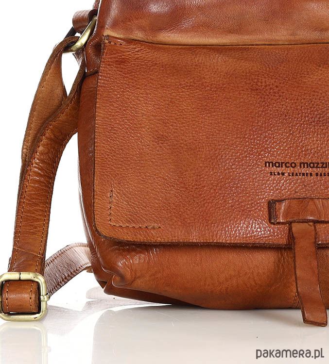 torby na ramię Torebka skórzana listonoszka damska messenger bag - MARCO MAZZINI brąz koniak 5