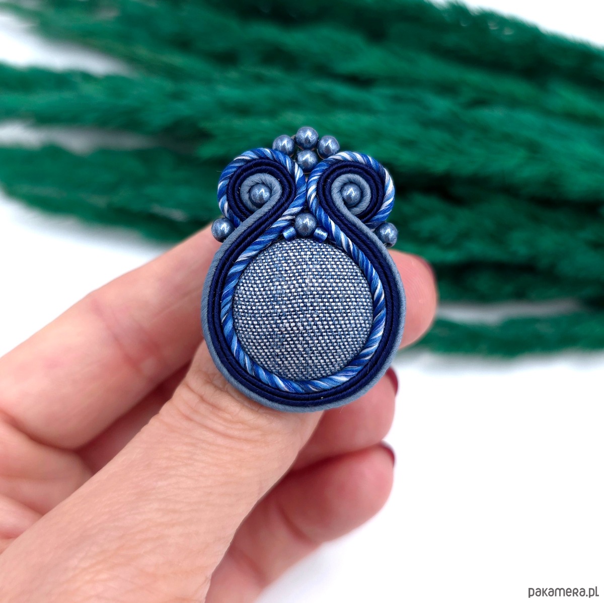 pierścionki - różne Pierścionek sutasz niebieski dżinsowy Zina regulowany 1