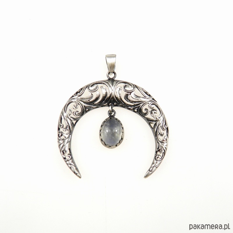 wisiory Lunula  z kamieniem księżycowym - zawieszka 1