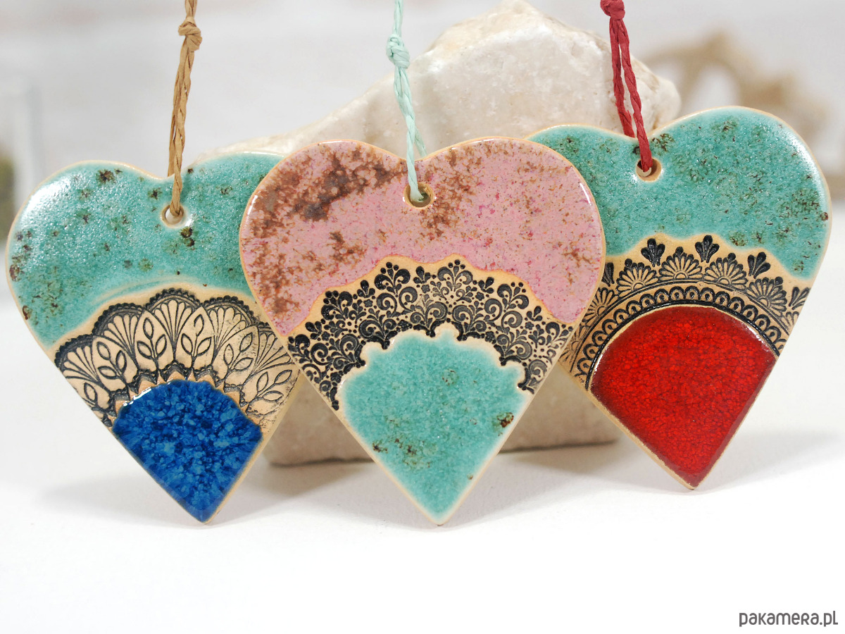 ozdoby choinkowe Dekoracje choinkowe serca - ozdoby ceramiczne 1