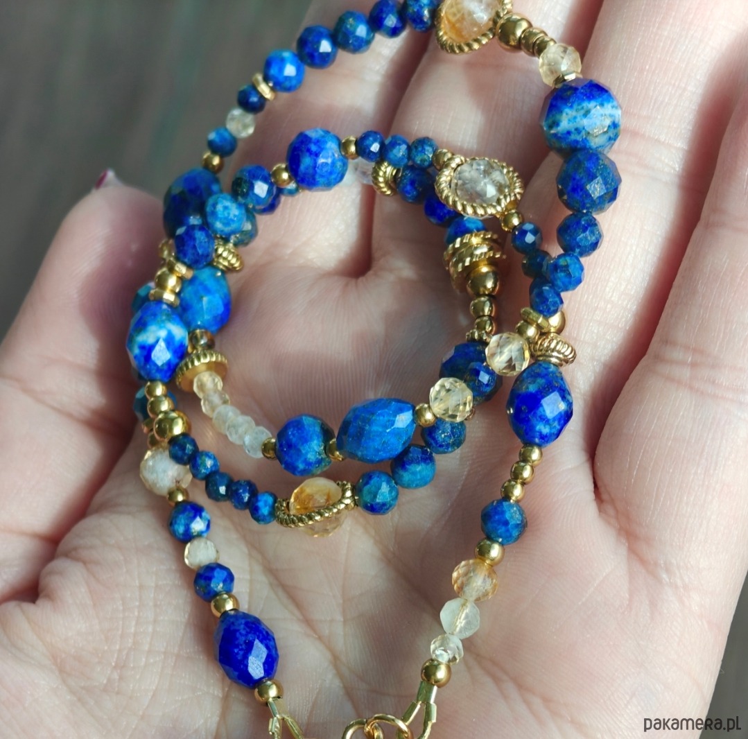 złote naszyjniki Klasyczny lapis lazuli cytryn kryształ górski 1