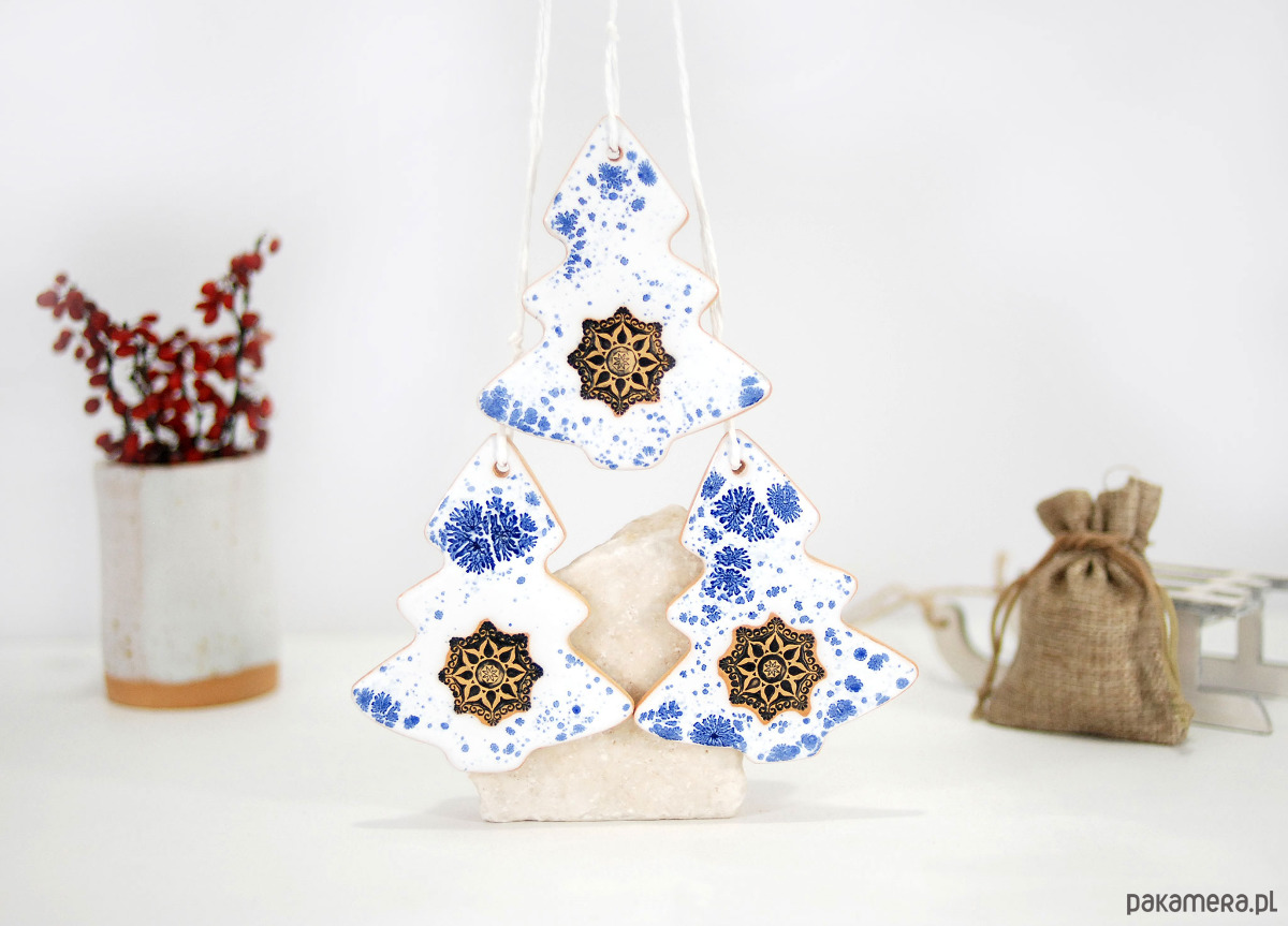 ozdoby choinkowe Ceramiczne ozdoby świąteczne choinki - zima 4