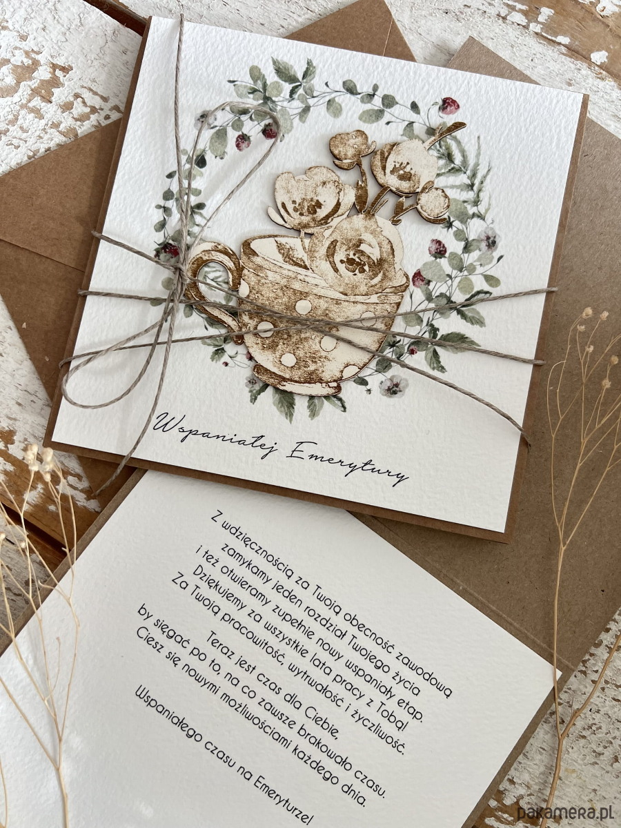 kartki scrapbooking Podziękowanie za współpracę - Kartka ręcznie robiona z okazji emerytury 3