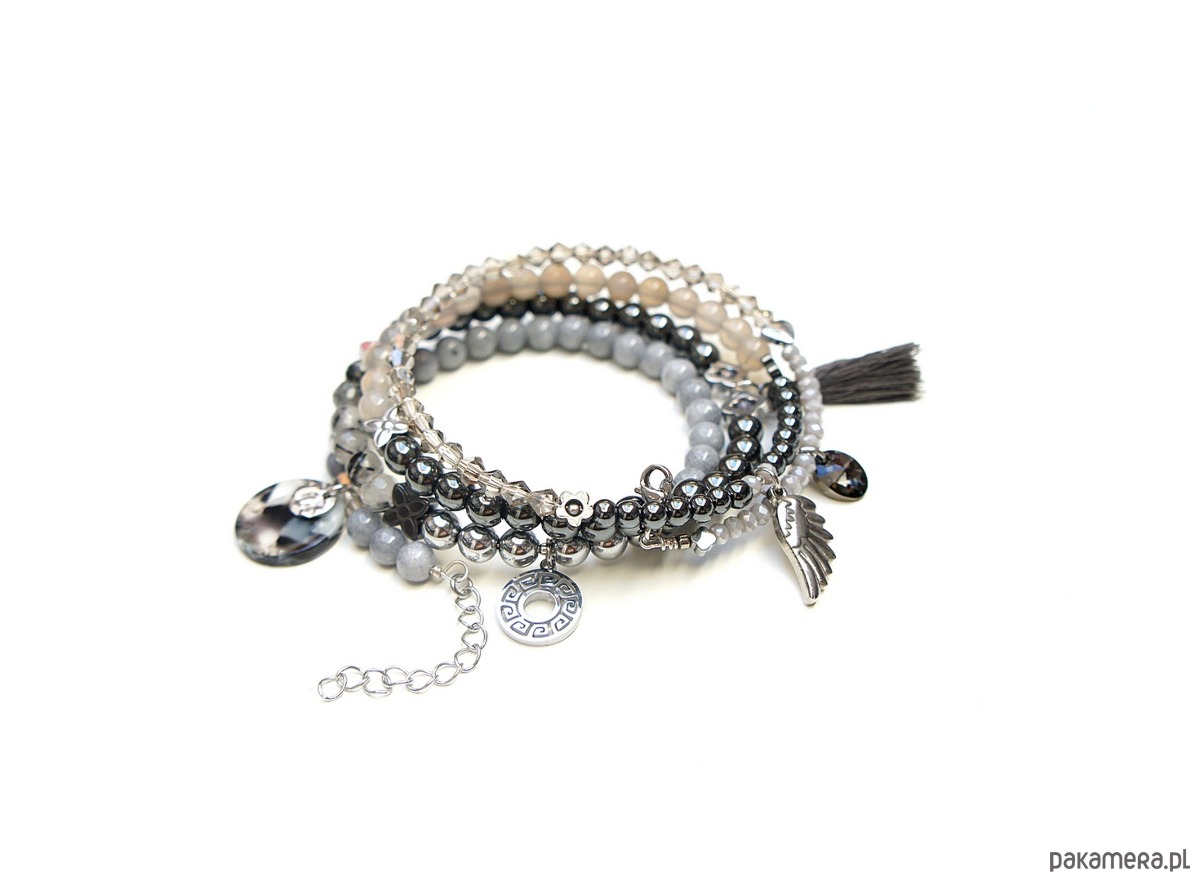 bransoletki z kamieni naturalnych Alloys  Collection  WRAPPED /steel and graphite vol. 2/ 25.10.24 - bransoletka 1