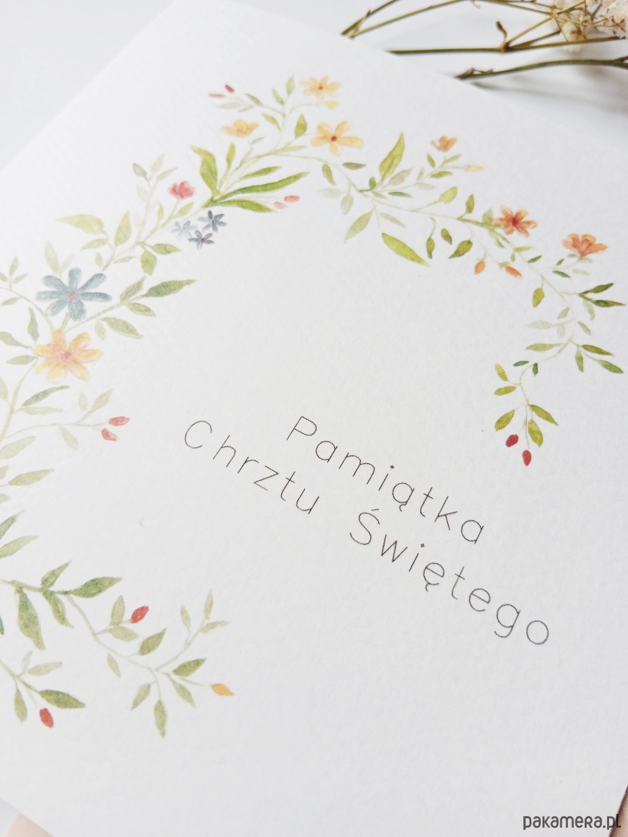 kartki, zaproszenia na chrzest Kartka  Kwiatki Pamiątka Chrztu Świętego 1