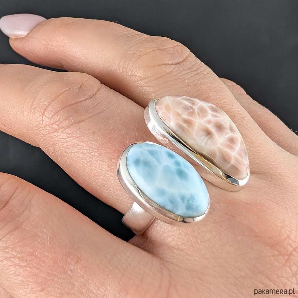 pierścionki srebrne Pierścionek pastelove- larimar i thomsonit 5