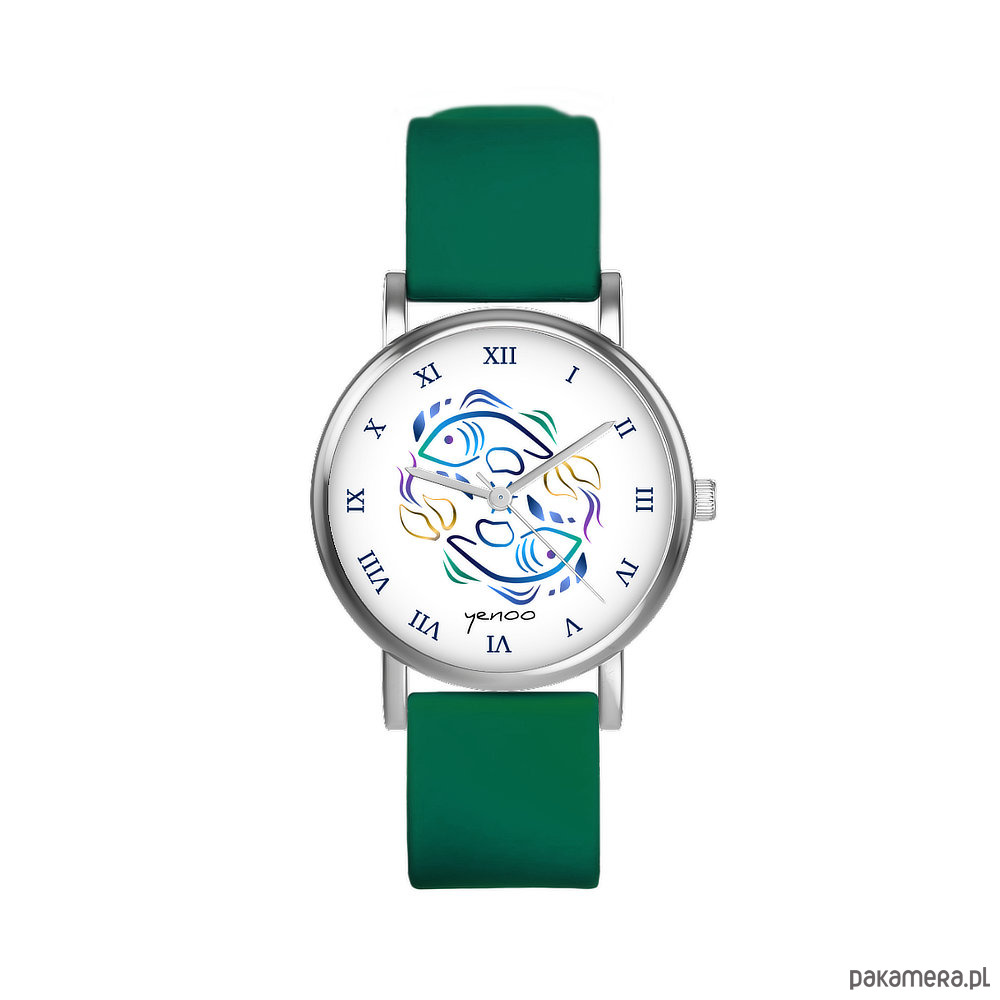 zegarki unisex Zegarek  mały - Ryby - silikonowy, zielony 1
