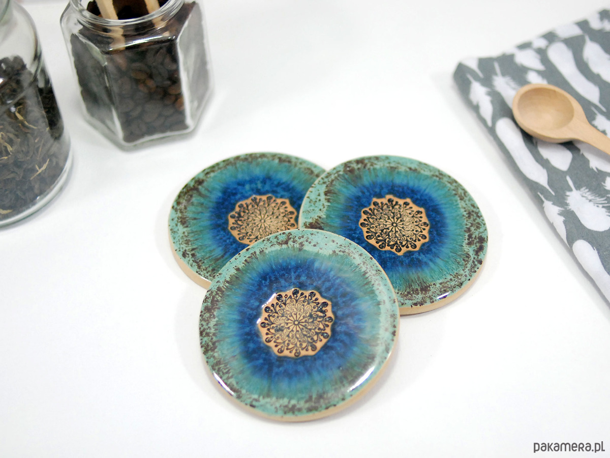 podkładki do kuchni Komplet ceramicznych podkładek - laguna 9