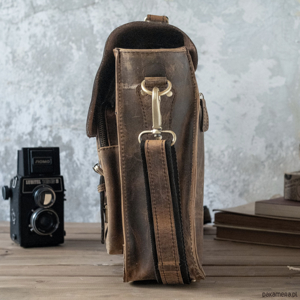 torby na ramię Torba Listonoszka A4 Vintage Skórzana z Kieszeniami Brązowa Belveder BL114 5