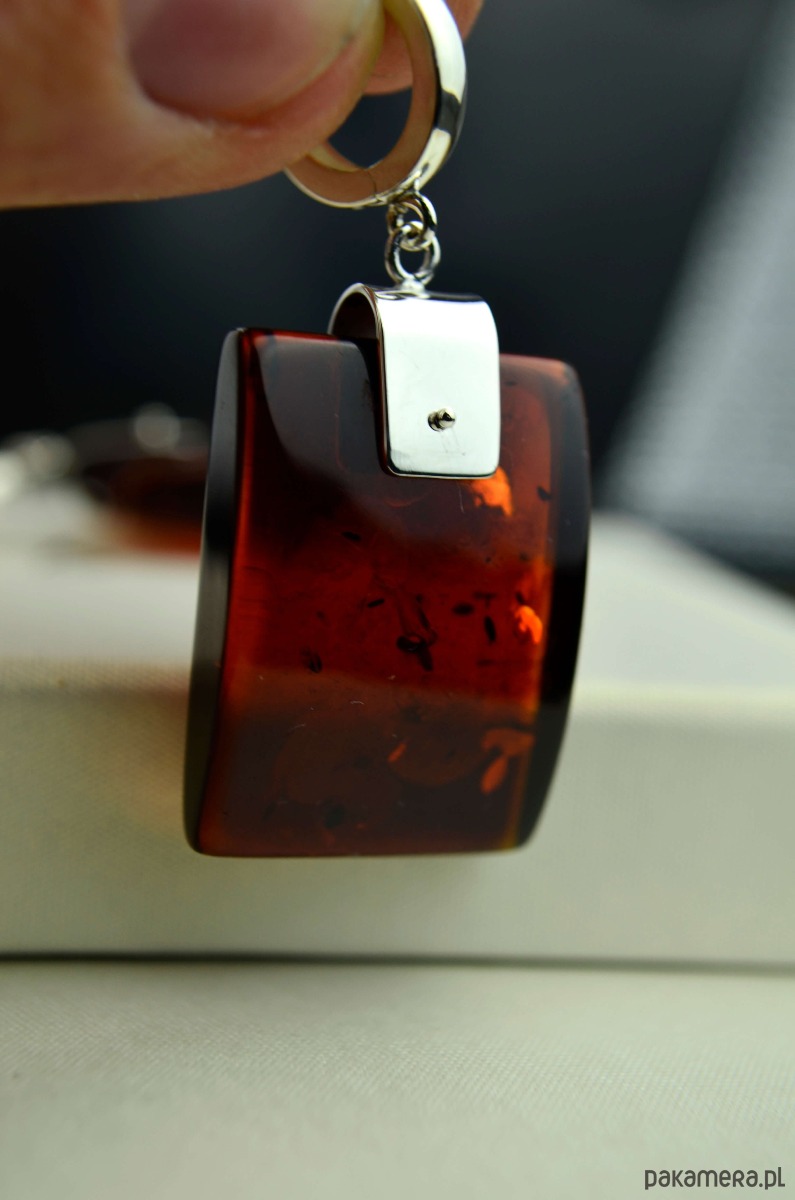 kolczyki srebrne Duże prostokątne kolczyki srebrne z bursztynem 2