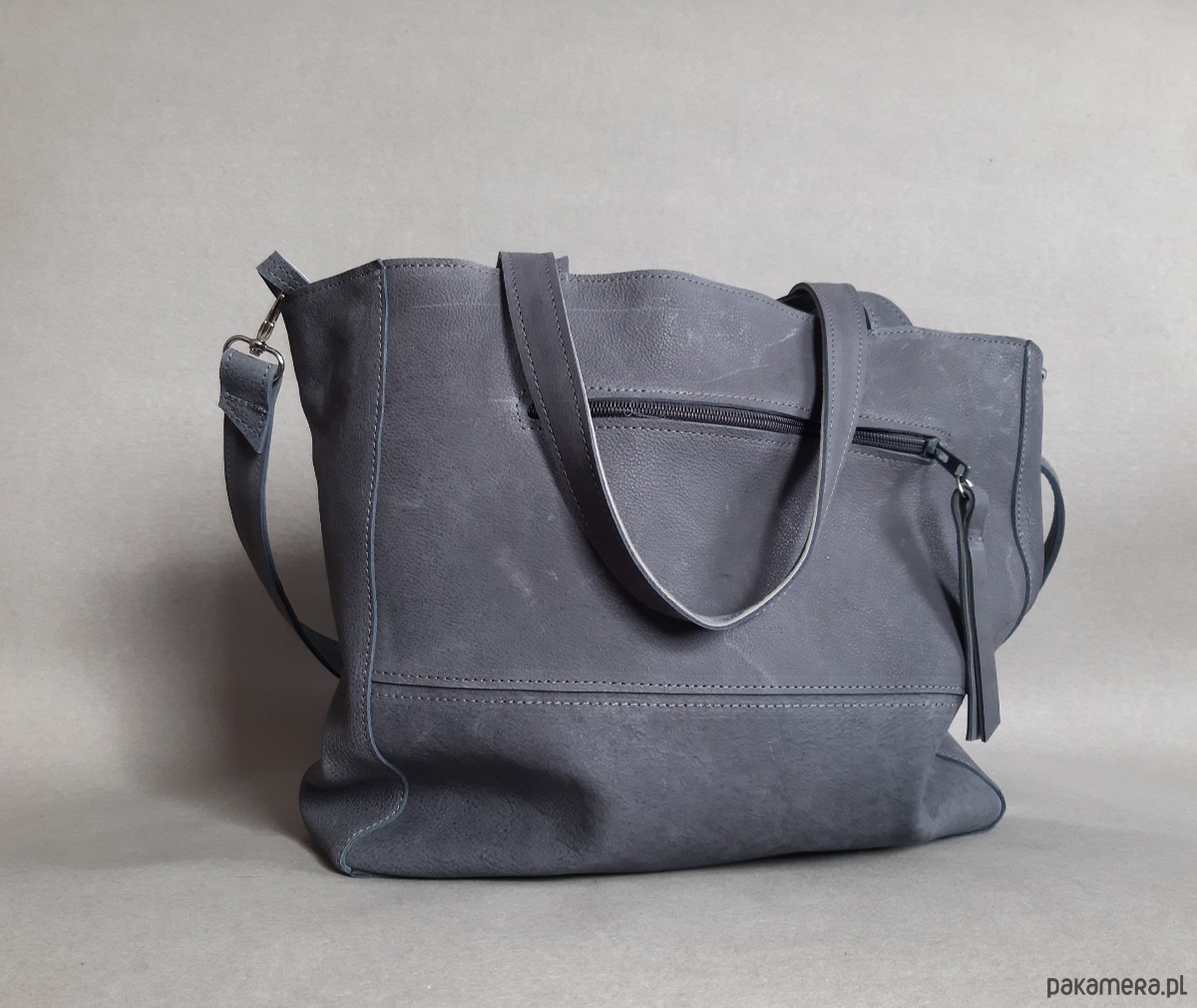 torby na ramię Grafitowa skórzana torba 3