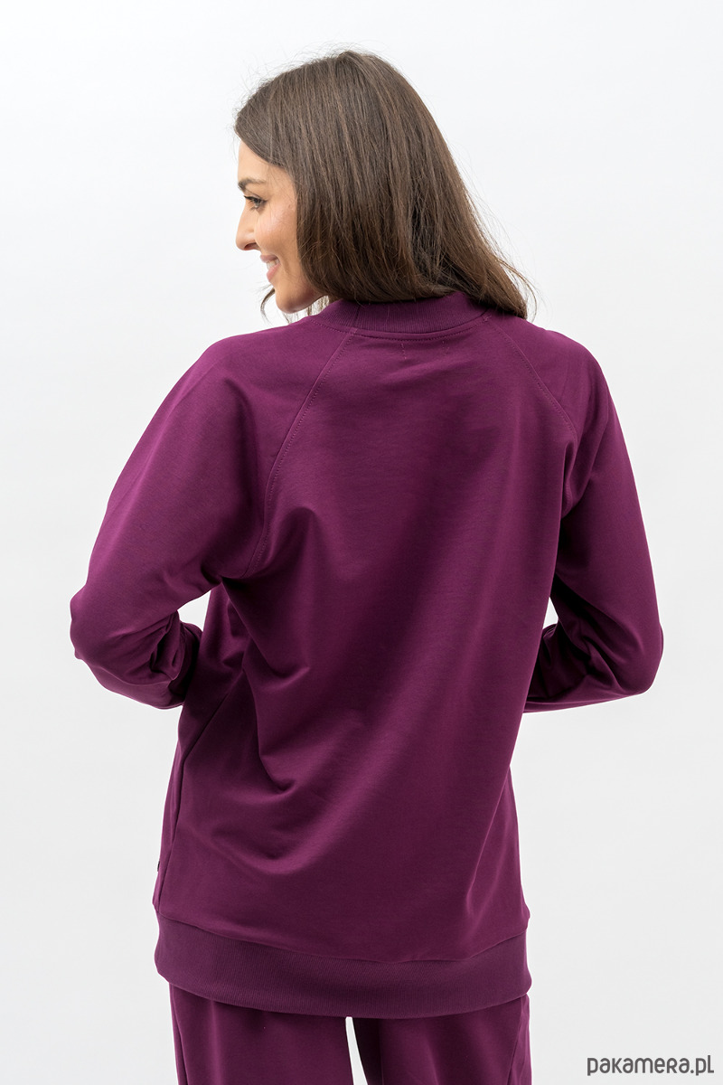 bluza bez kaptura damska Bluza damska raglan basic ,,ADALET" bakłażan 2