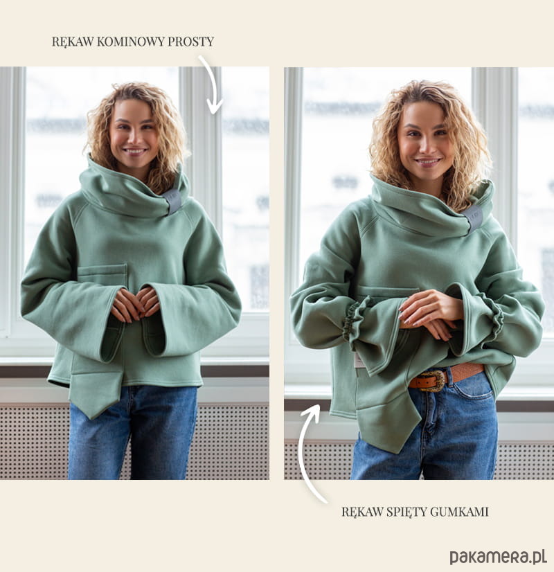 bluza bez kaptura damska Bluza z kominem / personalizowany rękaw 2