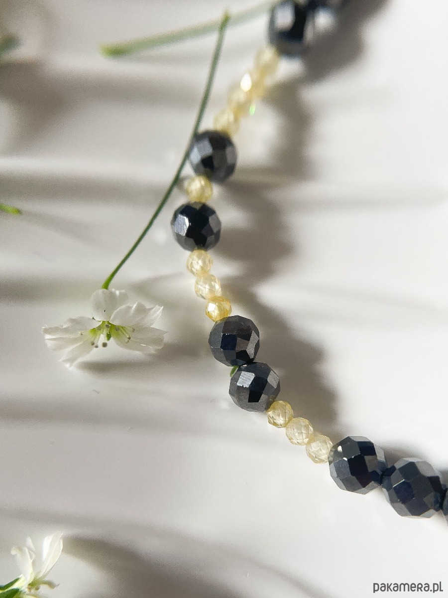 bransoletki na sznurku Oszaleję Bransoletka z alfabetem Morse Terahertz i Kwarc żółty 1