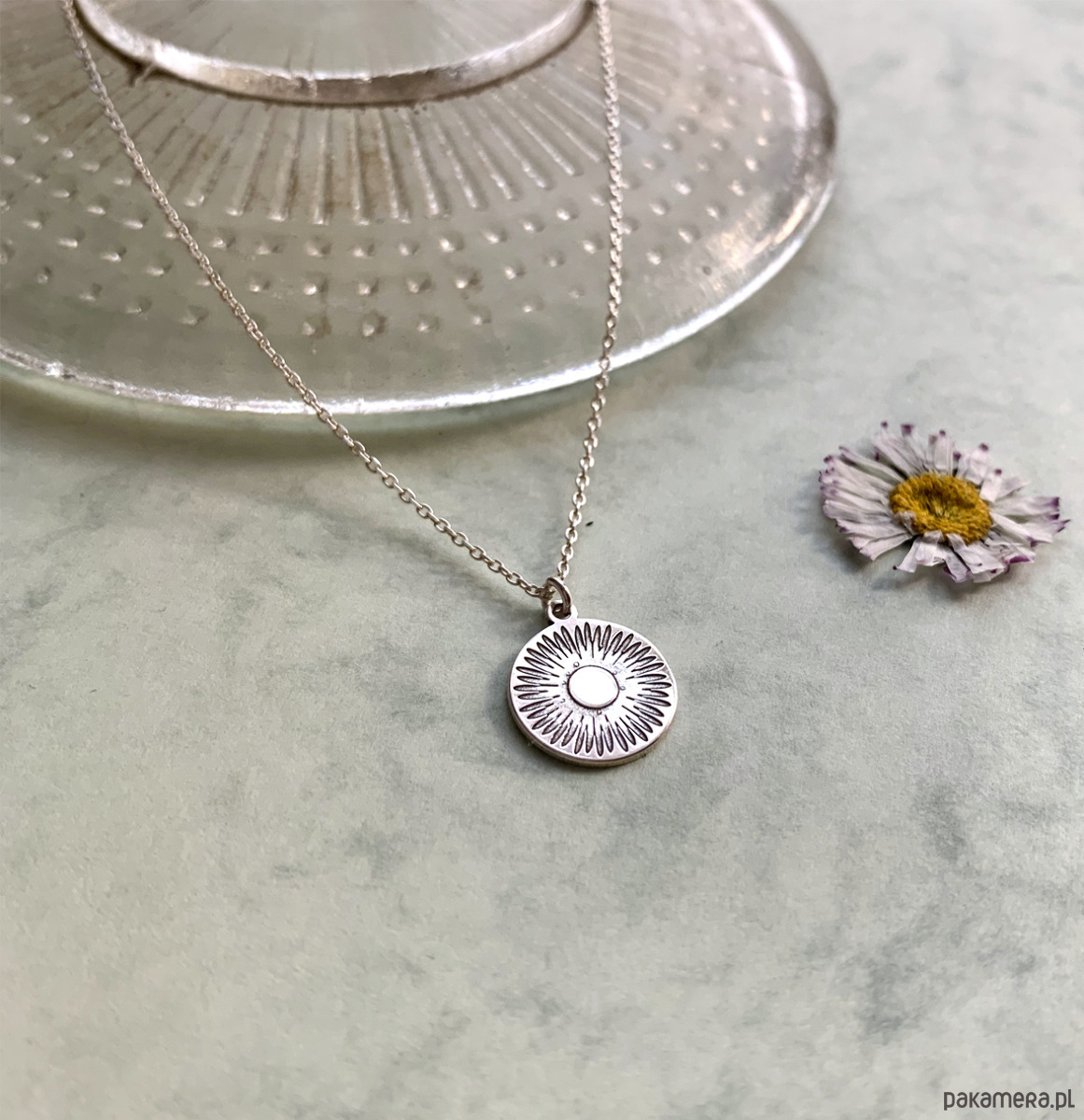 wisiory Daisy - Naszyjnik medalion- Stokrotka 1