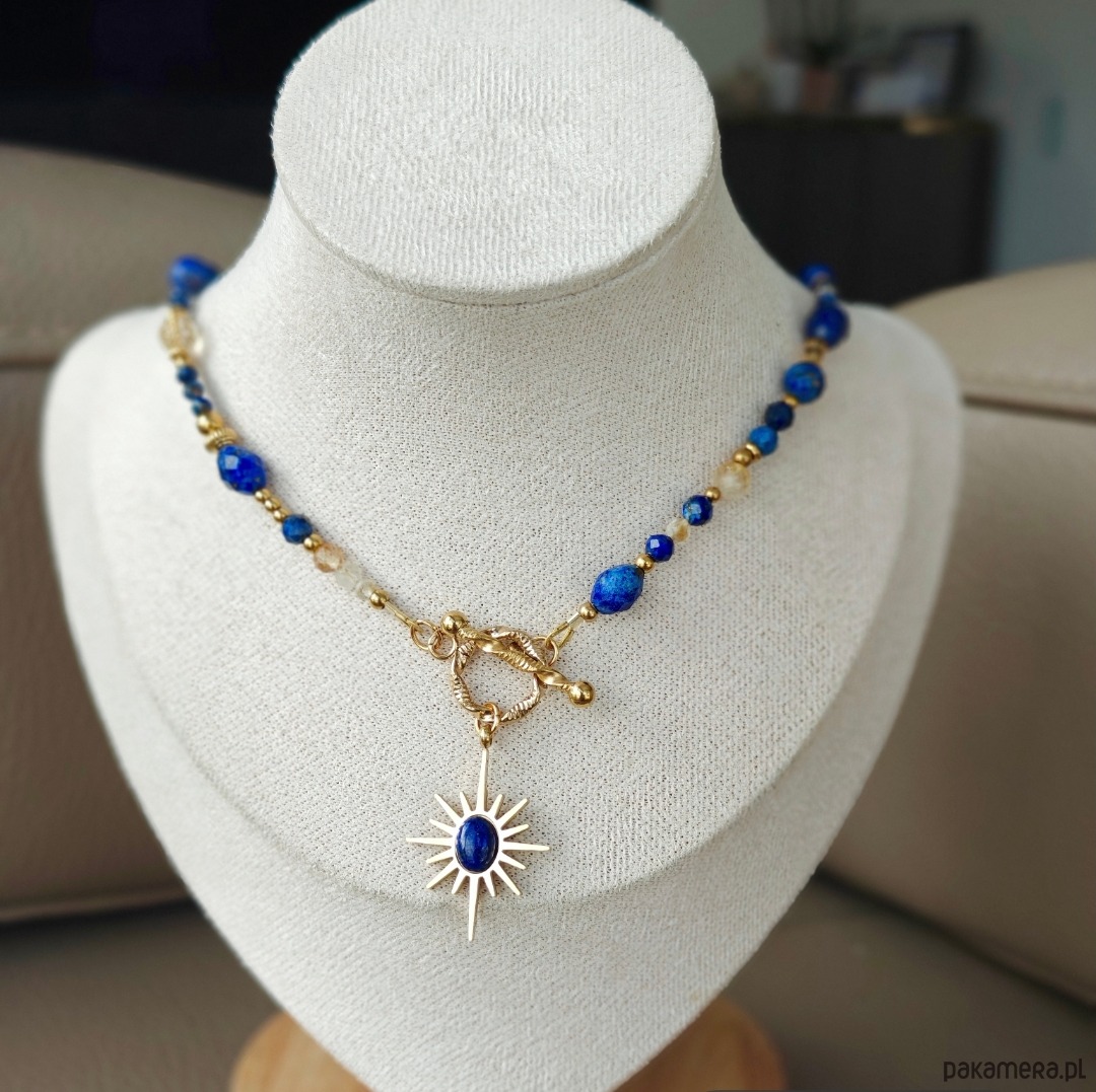 złote naszyjniki Klasyczny lapis lazuli cytryn kryształ górski 3