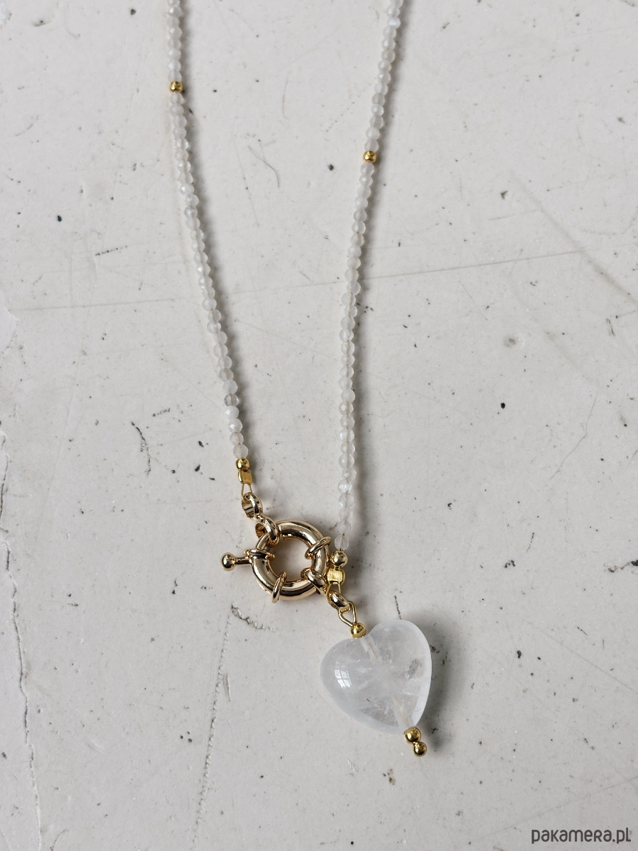 złote naszyjniki Naszyjnik Kamień Księżycowy Serce 3