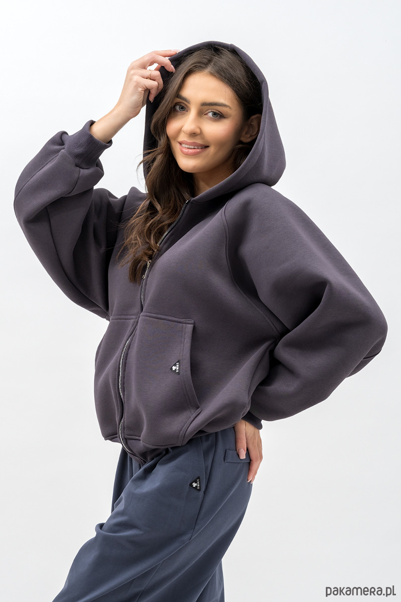 bluza z kapturem damska Bluza z kapturem na zamek ,,IKBAL" grafit 2