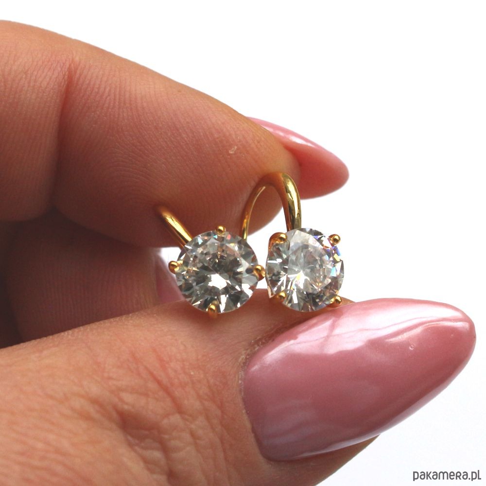kolczyki pozłacane Kolczyki pozłacane Moissanit - eleganckie z brylantowym szlifem 2