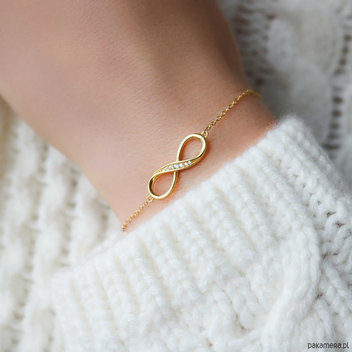 bransoletki złote Bransoletka nieskończoność cyrkonie srebro 925 pozłacane 2