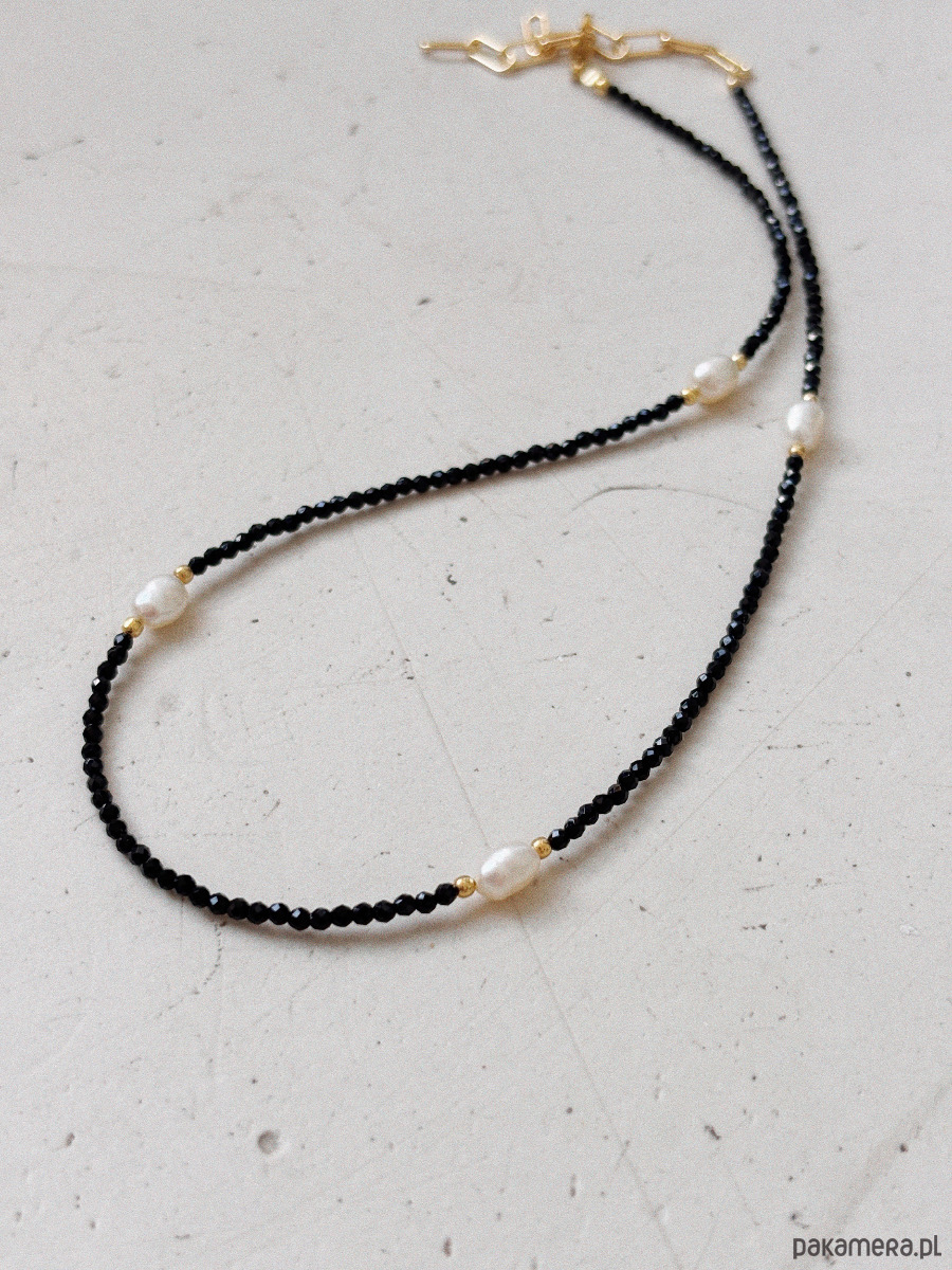 złote naszyjniki Naszyjnik czarny z perłami 2