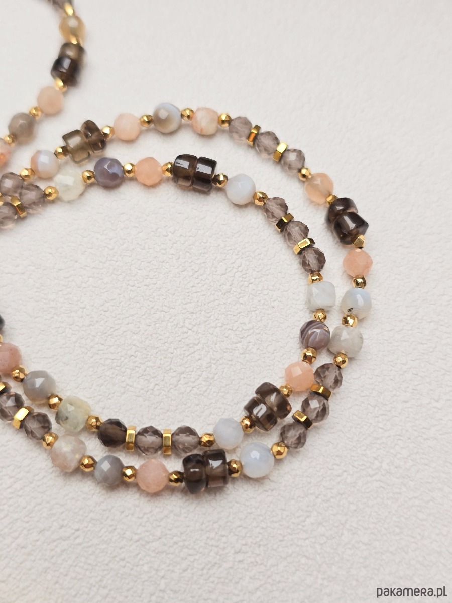 złote naszyjniki Naszyjnik Lunula  z Kwarcem Dymnym 1