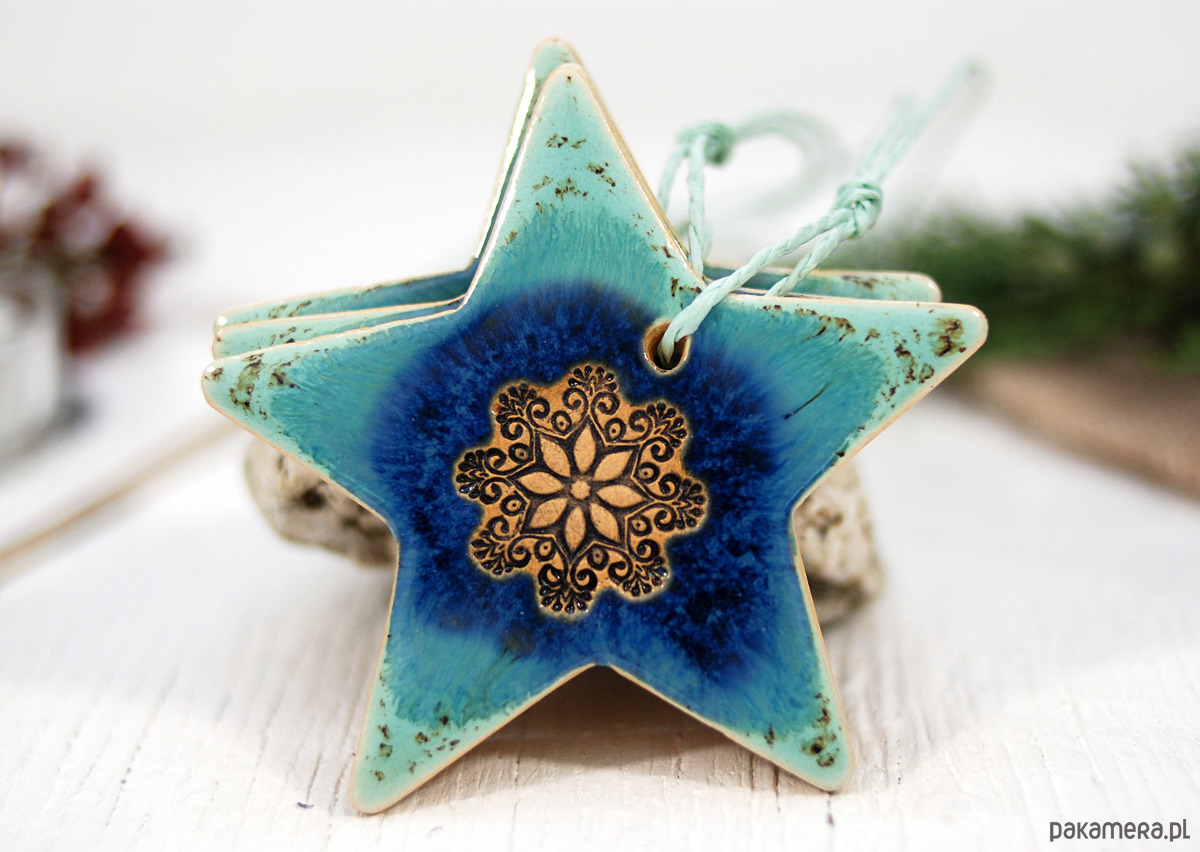 ozdoby choinkowe Turkusowe ozdoby choinkowe - gwiazdki laguna 2