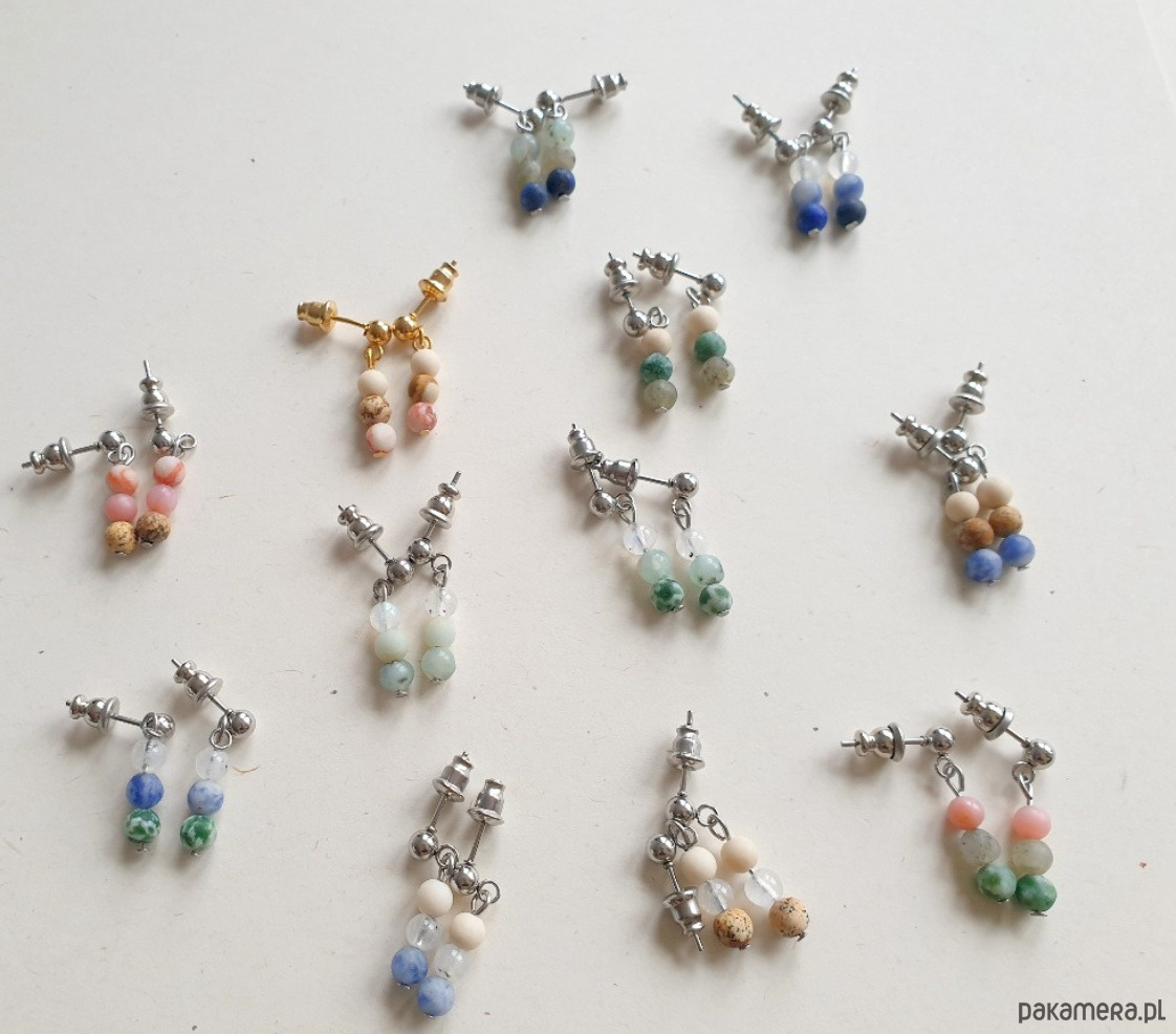 kolczyki z kamieniami Kolczyki DROPSY MINI lapis lazuli, kwarc dymny,jaspis niebieski 4