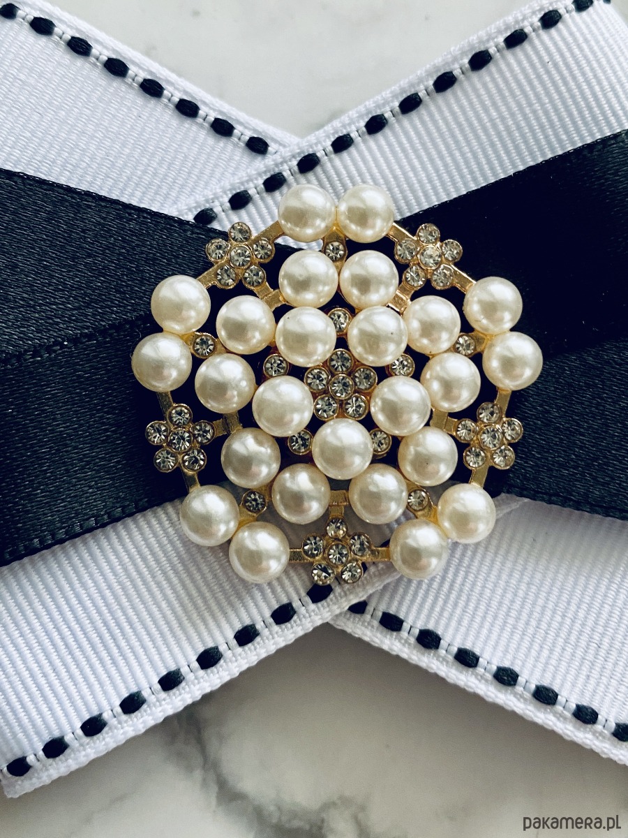 broszki Black & White Brosza   z perłami  NEW 4