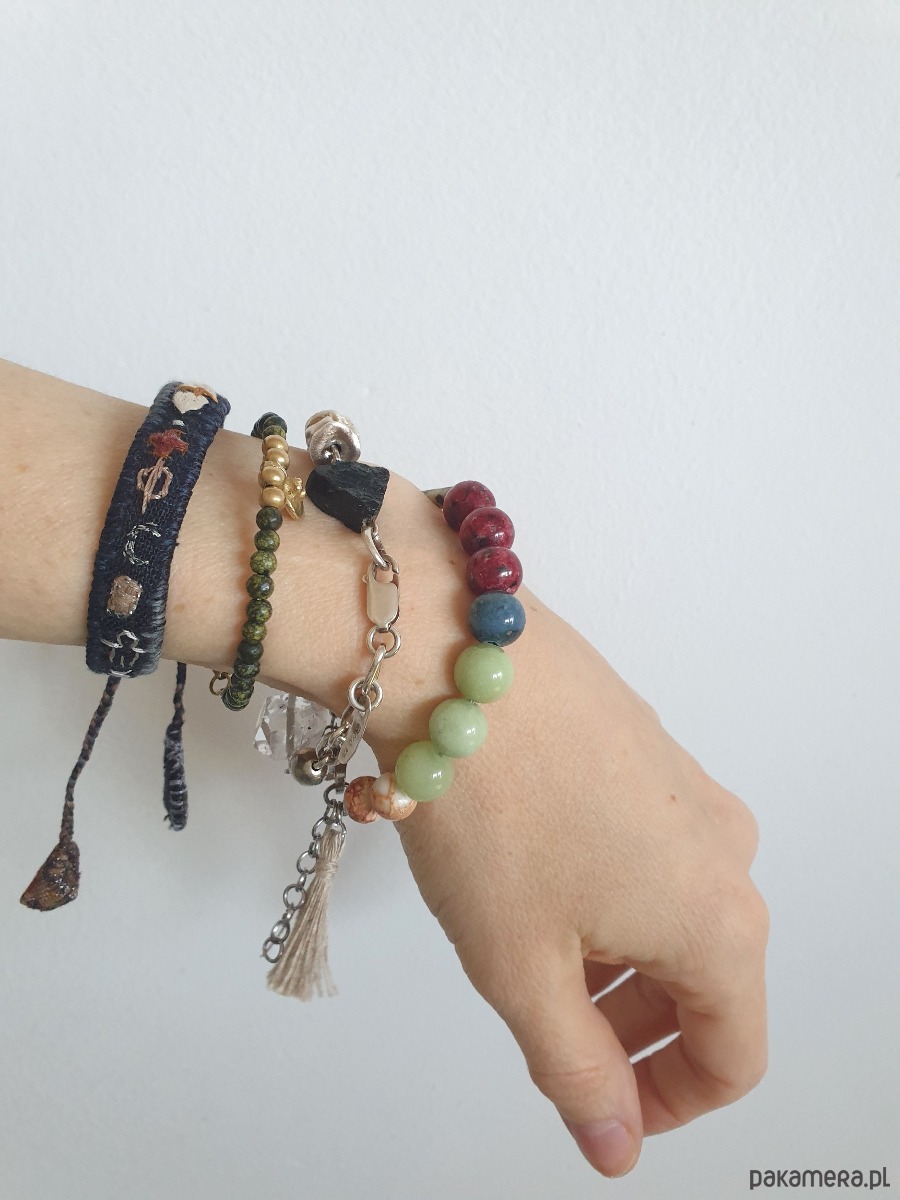 bransoletki z kamieni naturalnych Bransoletka  BOHO ART jadeit, jaspis, brąz, niebieski, rudy, beż 4