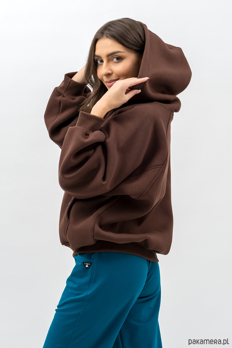 bluza z kapturem damska Bluza z kapturem na zamek ,,IKBAL" czekolada 1