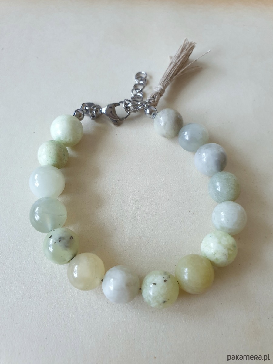 bransoletki z kamieni naturalnych Bransoletka  BOHO ART naturalny jadeit 1