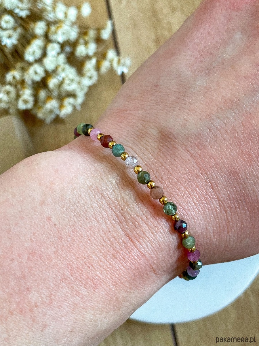 bransoletki z kamieni naturalnych Kolorowa bransoletka z turmalinu z zapięciem 2