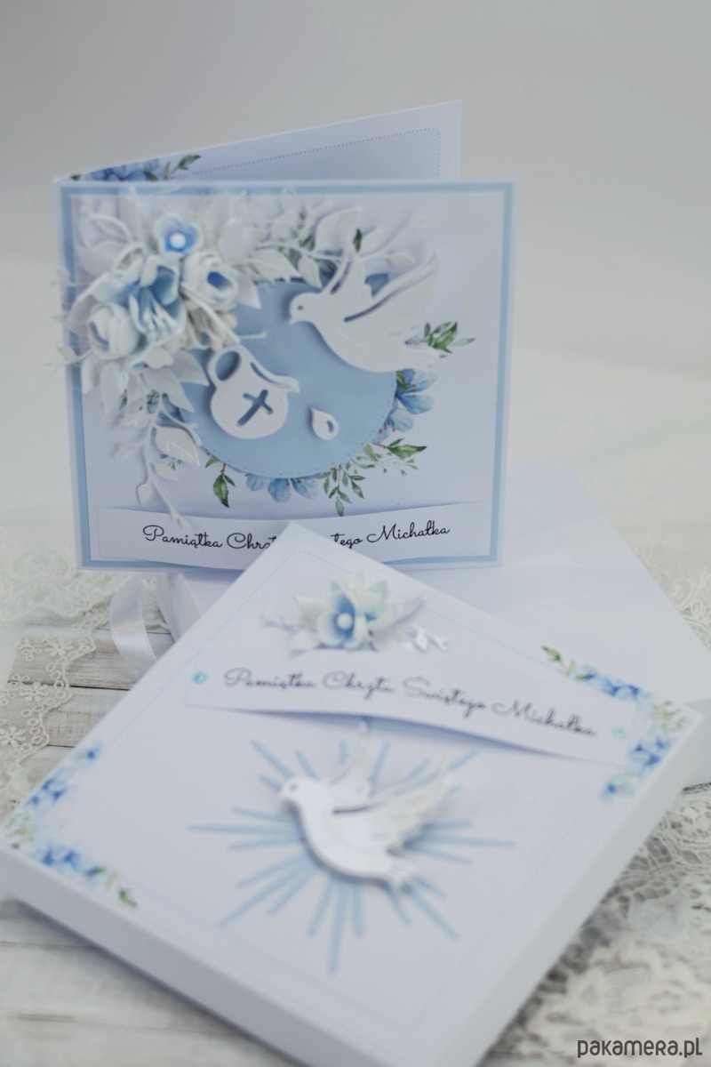 kartki scrapbooking Kartka  na chrzest dla chłopca z życzeniami i dedykacją 2