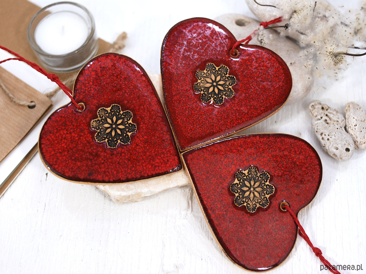 ozdoby choinkowe Duże ceramiczne serce ozdoba wisząca - lawa 1
