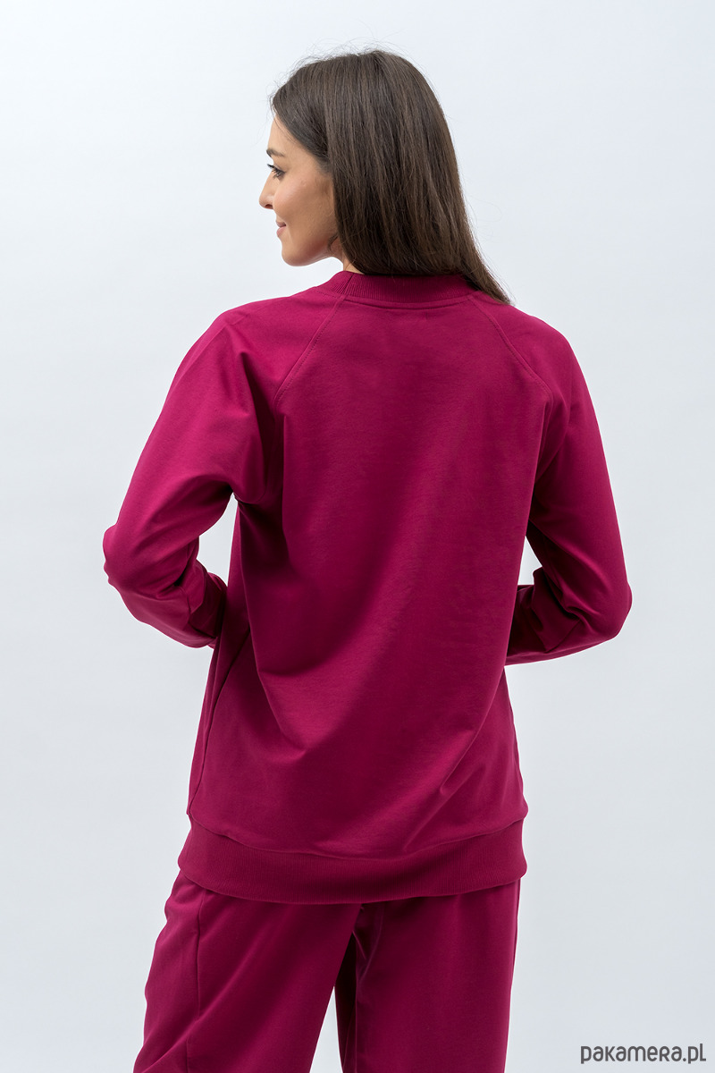bluza bez kaptura damska Bluza damska raglan basic ,,ADALET" amarant 2
