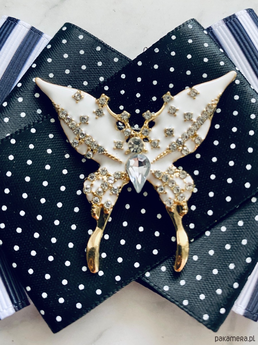 broszki Brosza Black & White z cudownym Motylem  NEW 4