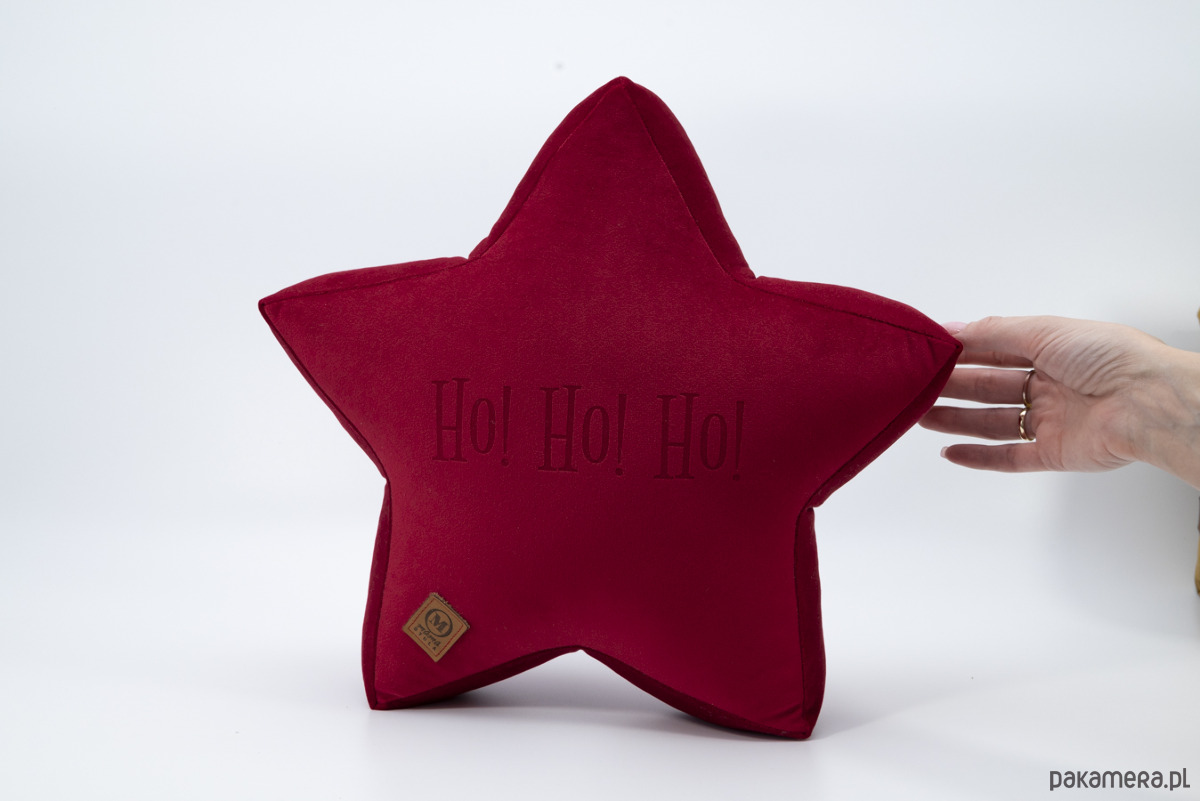 dekoracje świąteczne Poduszka dekoracyjna gwiazdka, świąteczna velvetowa - grawer HO! HO! HO! 4