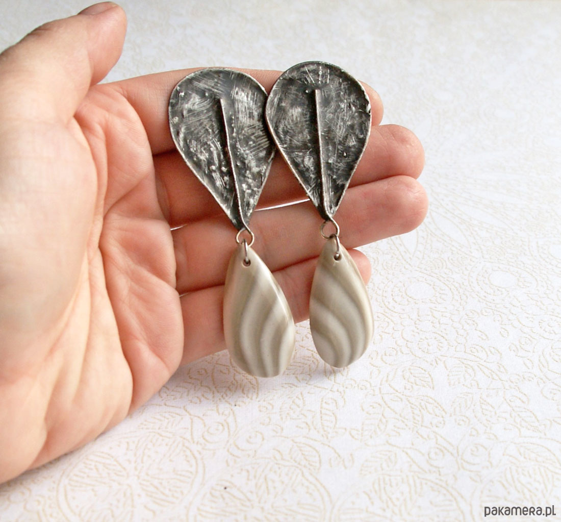 klipsy UNIKATOWE klipsy : krzemień pasiasty 1