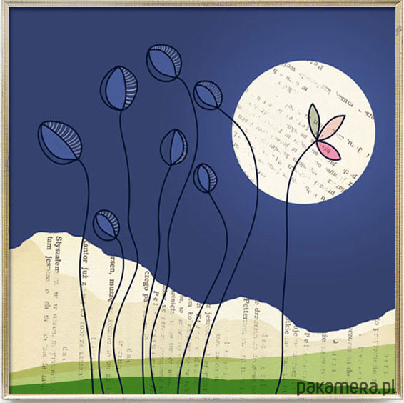 plakaty Plakat z górami, pełnia księżyca 1