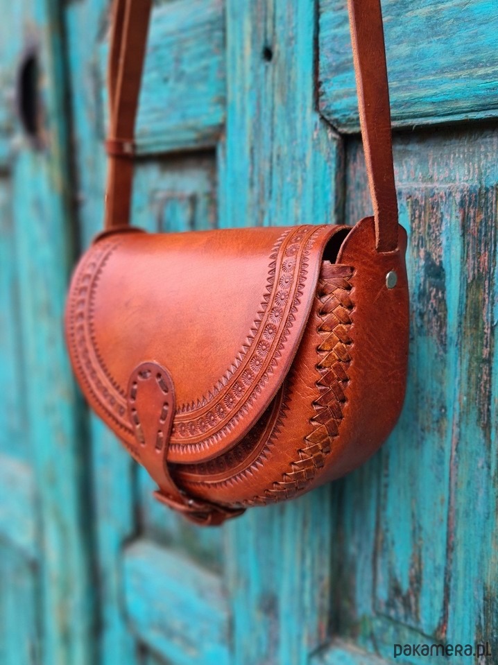 torby na ramię Skórzana torebka Nicte Brązowa ręcznie robiona z grubej skóry góralska 1