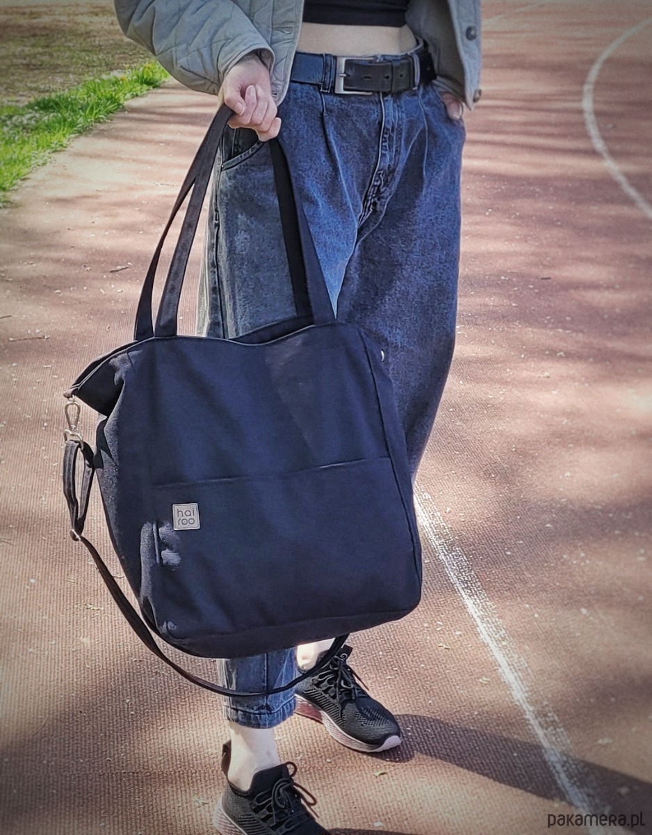 torby na ramię Lazy bag Pocket  torba czarna bawełniana vegan 3