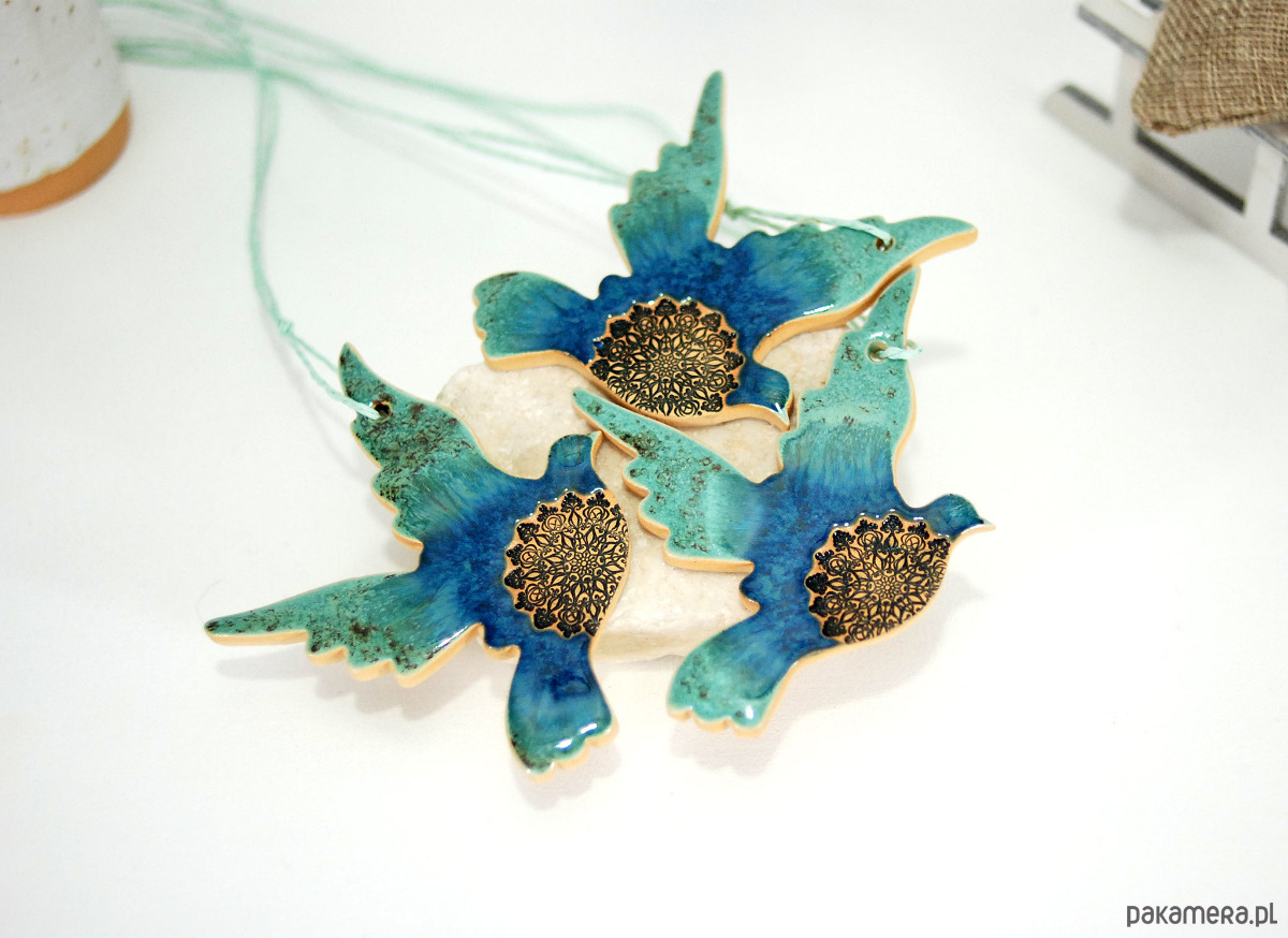 ozdoby choinkowe Turkusowe ptaki w locie - ozdoby na choinkę 4