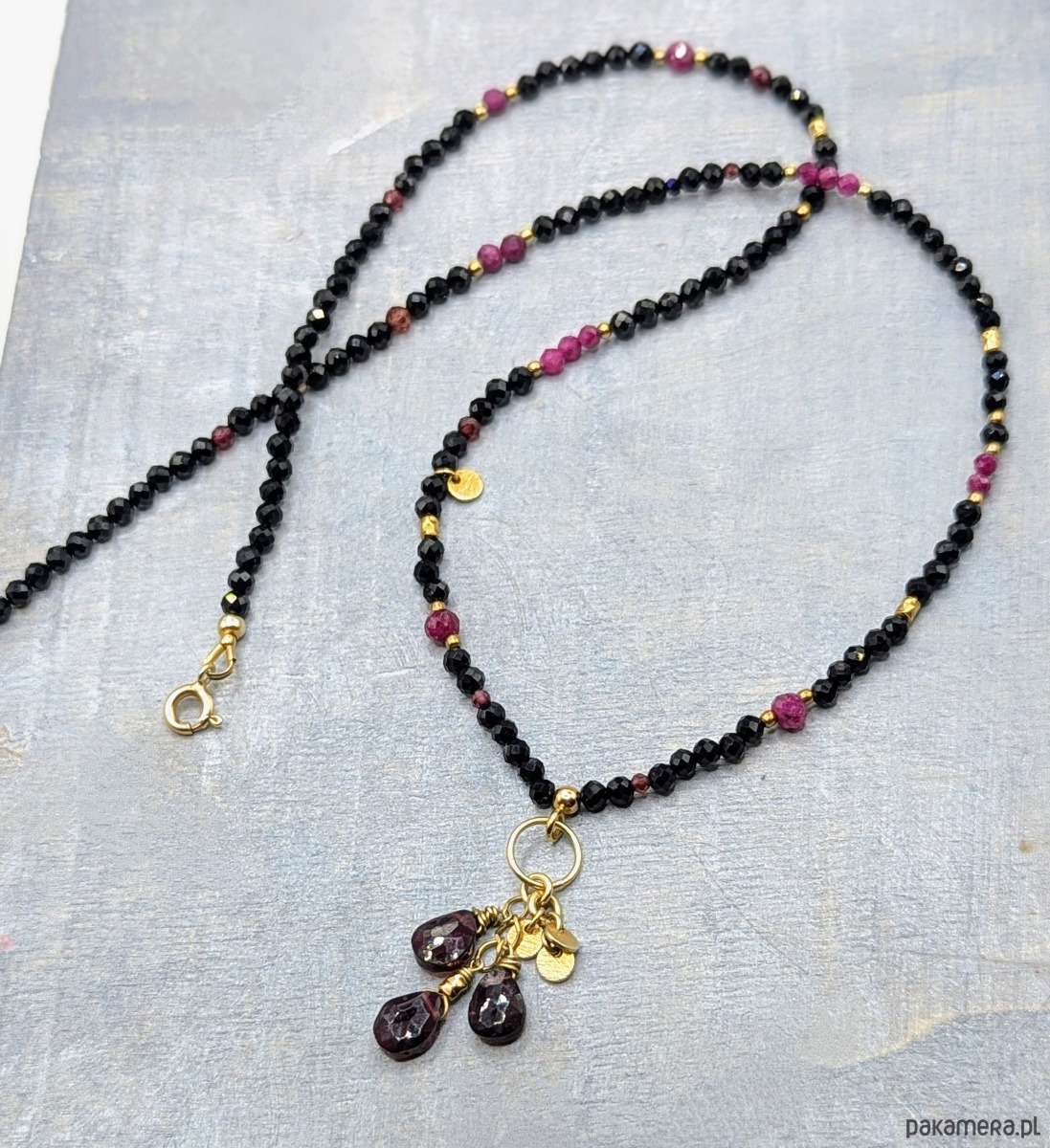 wisiory Naszyjnik z granatami i rubinami 2