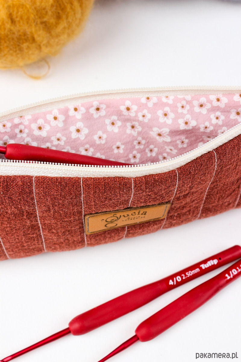 piórniki Piórnik lniany / mini kosmetyczka Ceglana 2