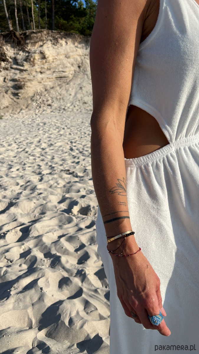 sukienki maxi damskie Sukienka  ECRU z wycięciami 5