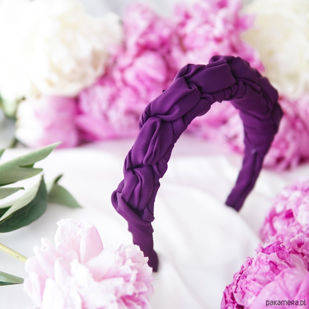 opaski do włosów Jedwabna opaska węzełki fiolet 1