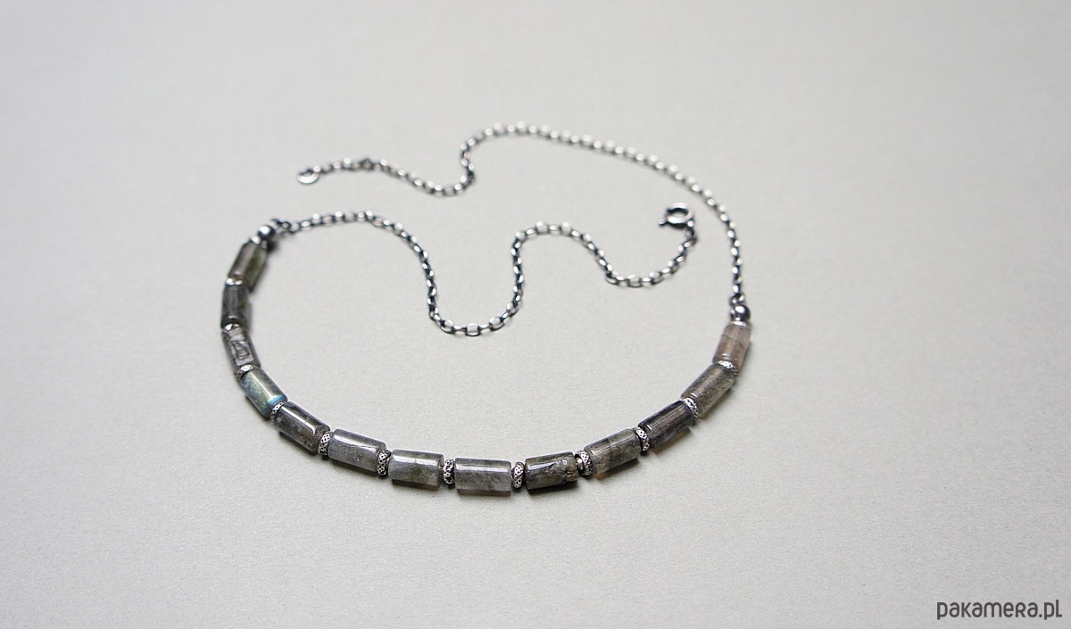 korale Labradorytowe walce  - naszyjnik 3