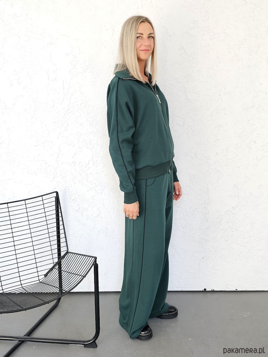 komplety damskie Gaia rozpinany komplet z lamówkami butelkowy zielony 6